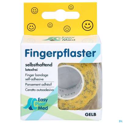 Sie sehen eine Packung Easyplast Med Fingerpflaster 2,5cmx 5m Smiley 1st, Produktbild: 01 Easyplast Med Fingerpflaster 2,5cmx 5m Smiley 1st, A-Nr.: 5723683 - 01
