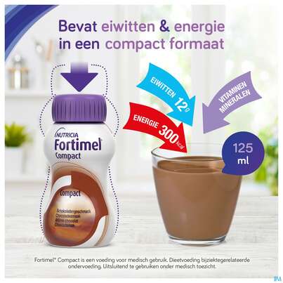 Sie sehen eine Packung Fortimel/compact/2.4 125ml Vitalflasche Cappuccino 4st, Produktbild: 08 Fortimel/compact/2.4 125ml Vitalflasche Cappuccino 4st, A-Nr.: 4294062 - 08
