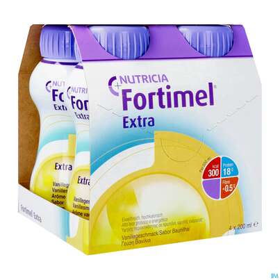 Sie sehen eine Packung Fortimel/protein 200ml 1,5kcal Vanille 4st, Produktbild: 02 Fortimel/protein 200ml 1,5kcal Vanille 4st, A-Nr.: 4303418 - 02