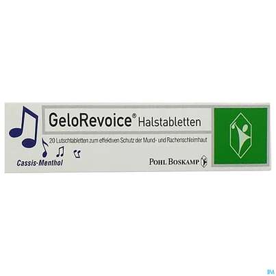Sie sehen eine Packung Gelorevoice Halstabl Cassis-menthol 20st, Produktbild: 01 Gelorevoice Halstabl Cassis-menthol 20st, A-Nr.: 4264339 - 01