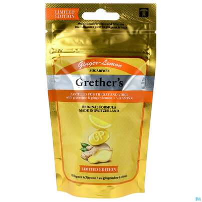 Grethers Pastillen Zuckerfrei Ginger Lemon 75g, A-Nr.: 5822965 - 01