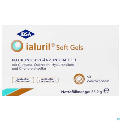 Sie sehen eine Packung Ialuril Soft Gels Weichkapseln -ibsa Pharma 60st, Produktbild: 01 Ialuril Soft Gels Weichkapseln -ibsa Pharma 60st, A-Nr.: 5688952 - 01