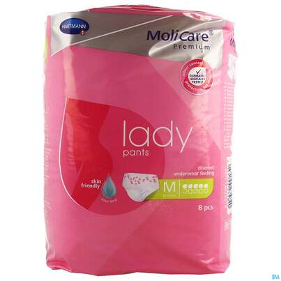 Sie sehen eine Packung Inkontinenz Molicare Premium/lady/pants Tropfen 5 Medium 8st, Produktbild: 01 Inkontinenz Molicare Premium/lady/pants Tropfen 5 Medium 8st, A-Nr.: 4918806 - 01