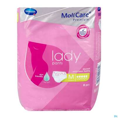 Sie sehen eine Packung Inkontinenz Molicare Premium/lady/pants Tropfen 5 Medium 8st, Produktbild: 02 Inkontinenz Molicare Premium/lady/pants Tropfen 5 Medium 8st, A-Nr.: 4918806 - 02