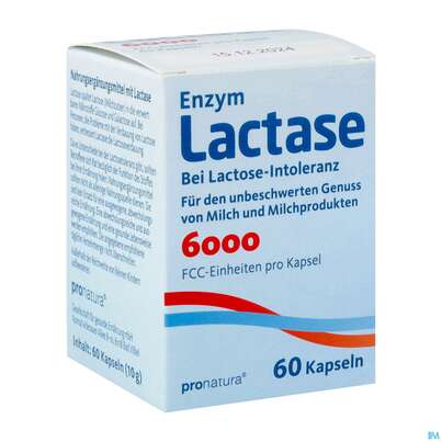Sie sehen eine Packung Lactase Enzym/kapseln 6.000 Fcc -pro Natura 60st, Produktbild: 02 Lactase Enzym/kapseln 6.000 Fcc -pro Natura 60st, A-Nr.: 3973140 - 02