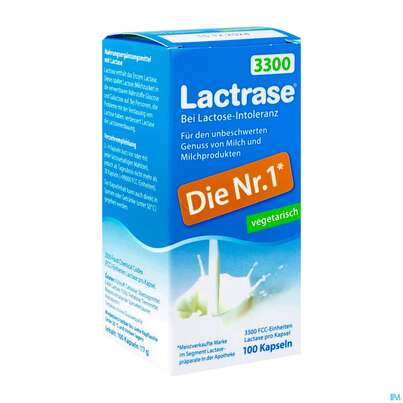 Sie sehen eine Packung Lactrase Kapseln 3.300 Fcc -pro Natura 100st, Produktbild: 02 Lactrase Kapseln 3.300 Fcc -pro Natura 100st, A-Nr.: 2061170 - 02