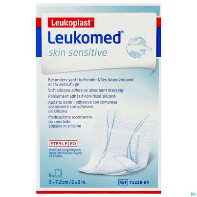 Wundverband Leukomed/skin Sensitive Vliesverband +auflage Steril 5x 7,2cm 5st, A-Nr.: 5608999 - 03
