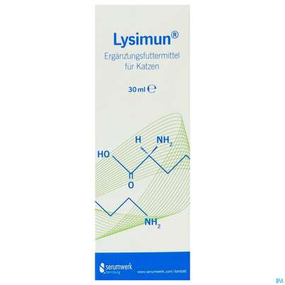 Sie sehen eine Packung Veterinaerprodukte Lysimun Zur Staerkung Der Immun- Abwaehr Von Katzen 30ml, Produktbild: 01 Veterinaerprodukte Lysimun Zur Staerkung Der Immun- Abwaehr Von Katzen 30ml, A-Nr.: 4555657 - 01