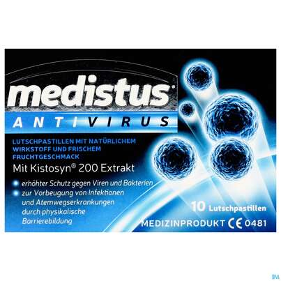 Sie sehen eine Packung Medistus Antivirus Lutschpastillen 10st, Produktbild: 01 Medistus Antivirus Lutschpastillen 10st, A-Nr.: 5371913 - 01