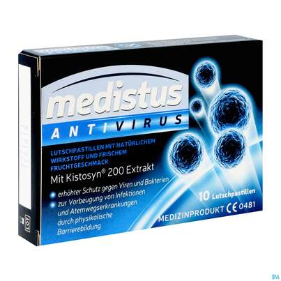 Sie sehen eine Packung Medistus Antivirus Lutschpastillen 10st, Produktbild: 02 Medistus Antivirus Lutschpastillen 10st, A-Nr.: 5371913 - 02
