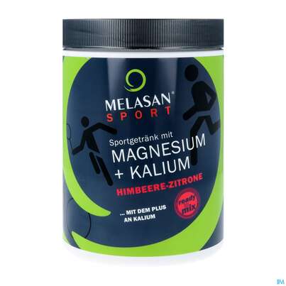 Sie sehen eine Packung Magnesium +kalium/melasan Sport Sportgetraenk Himbeere Zitrone 610g, Produktbild: 01 Magnesium +kalium/melasan Sport Sportgetraenk Himbeere Zitrone 610g, A-Nr.: 4733946 - 01