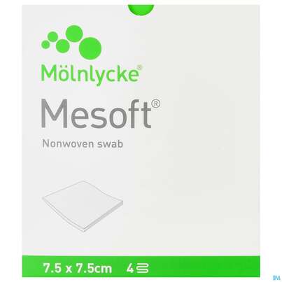 Sie sehen eine Packung Vlieskompressen Mesoft/set Steril 7,5x 7,5cm 10x2 20st, Produktbild: 01 Vlieskompressen Mesoft/set Steril 7,5x 7,5cm 10x2 20st, A-Nr.: 3322750 - 01