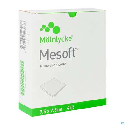 Sie sehen eine Packung Vlieskompressen Mesoft/set Steril 7,5x 7,5cm 10x2 20st, Produktbild: 02 Vlieskompressen Mesoft/set Steril 7,5x 7,5cm 10x2 20st, A-Nr.: 3322750 - 02