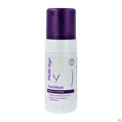 Sie sehen eine Packung Multi-gyn Femiwash Schaum 100ml, Produktbild: 01 Multi-gyn Femiwash Schaum 100ml, A-Nr.: 2963352 - 01