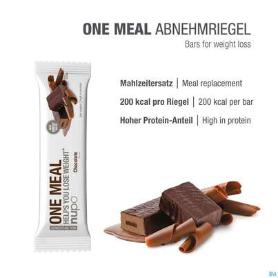 Sie sehen eine Packung Nupo Lebenswert Onemeal/bar Choco 60g, Produktbild: 03 Nupo Lebenswert Onemeal/bar Choco 60g, A-Nr.: 5739046 - 03