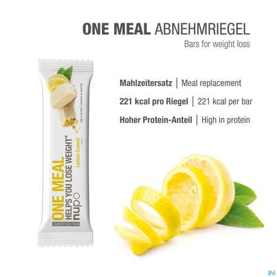 Sie sehen eine Packung Nupo Lebenswert Onemeal/bar Lemon/yo 60g, Produktbild: 03 Nupo Lebenswert Onemeal/bar Lemon/yo 60g, A-Nr.: 5739075 - 03