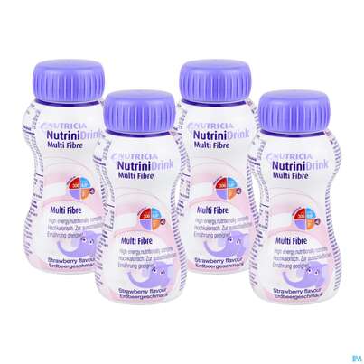 Sie sehen eine Packung Nutrini/drink Flasche Multifibre 200ml Erdbeere 24st, Produktbild: 01 Nutrini/drink Flasche Multifibre 200ml Erdbeere 24st, A-Nr.: 3274620 - 01