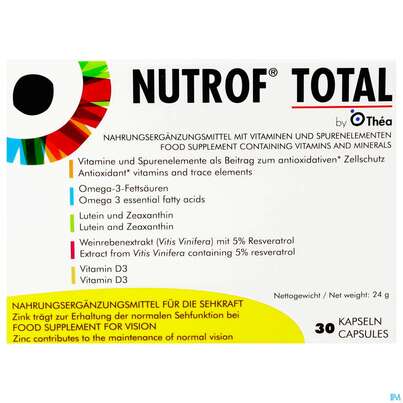 Sie sehen eine Packung Nutrof Total Kapseln 30st, Produktbild: 01 Nutrof Total Kapseln 30st, A-Nr.: 3946427 - 01