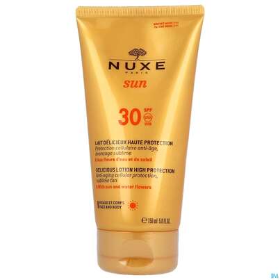 Sie sehen eine Packung Sonnenprodukte Nuxe Sun Lait Delicieux Haute Protection Lsf30 150ml, Produktbild: 01 Sonnenprodukte Nuxe Sun Lait Delicieux Haute Protection Lsf30 150ml, A-Nr.: 4338428 - 01