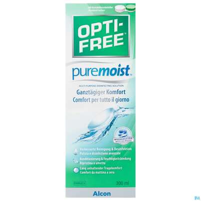 Sie sehen eine Packung Kontaktlinsen-pflegemittel Optifree/pure Moist 300ml 1fl, Produktbild: 01 Kontaktlinsen-pflegemittel Optifree/pure Moist 300ml 1fl, A-Nr.: 4517616 - 01