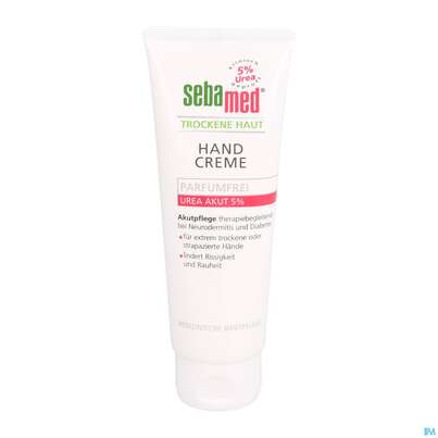 Sie sehen eine Packung Sebamed Akut Hand Creme Urea 5% Parfumfrei 75ml, Produktbild: 06 Sebamed Akut Hand Creme Urea 5% Parfumfrei 75ml, A-Nr.: 4084962 - 06