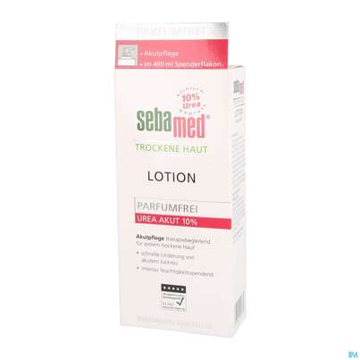 Sie sehen eine Packung Sebamed Akut/lotion Urea 10% Parfuemfrei +spen 400ml, Produktbild: 02 Sebamed Akut/lotion Urea 10% Parfuemfrei +spen 400ml, A-Nr.: 4084933 - 02