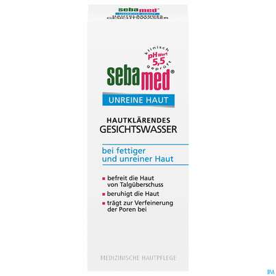 Sie sehen eine Packung Sebamed Clear Face Gesichtswasser 200ml, Produktbild: 01 Sebamed Clear Face Gesichtswasser 200ml, A-Nr.: 4065025 - 01