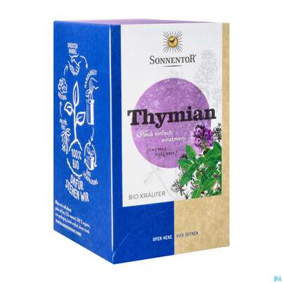 Sie sehen eine Packung Sonnentor Tee/bio Thymian Doppelkammmerbtl 02557 18st, Produktbild: 05 Sonnentor Tee/bio Thymian Doppelkammmerbtl 02557 18st, A-Nr.: 5048313 - 05