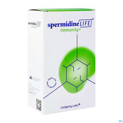Sie sehen eine Packung Spermidinelife/immunity+ Weizenkeimextrakt Caps +hohem Spermidingehalt Blister 60st, Produktbild: 02 Spermidinelife/immunity+ Weizenkeimextrakt Caps +hohem Spermidingehalt Blister 60st, A-Nr.: 5358781 - 02
