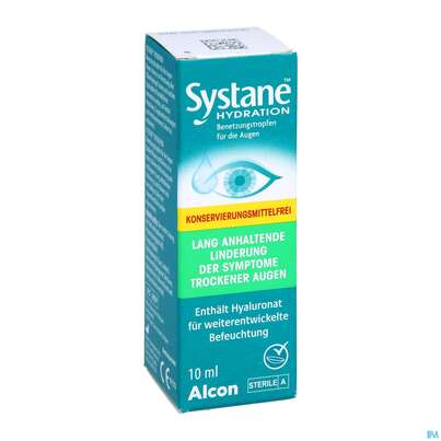 Sie sehen eine Packung Augentropfen Systane/hydration Benetzungstropfen Unkonserviert 10ml, Produktbild: 02 Augentropfen Systane/hydration Benetzungstropfen Unkonserviert 10ml, A-Nr.: 5423662 - 02