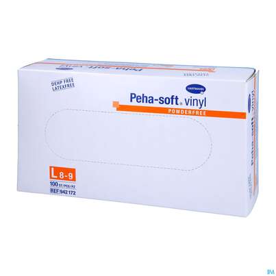 Sie sehen eine Packung Untersuchungshandschuhe Peha/soft/puderfrei Vinyl Unsteril Gross L 94217 100st, Produktbild: 02 Untersuchungshandschuhe Peha/soft/puderfrei Vinyl Unsteril Gross L 94217 100st, A-Nr.: 2369212 - 02