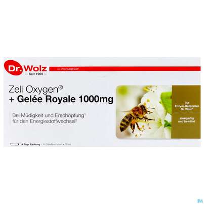 Sie sehen eine Packung Zell Oxygen Dr.wolz Trink/kur +gelee Royale 1000mg Nr 60596 14x 2 280ml, Produktbild: 01 Zell Oxygen Dr.wolz Trink/kur +gelee Royale 1000mg Nr 60596 14x 2 280ml, A-Nr.: 4184698 - 01