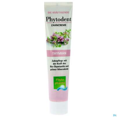 Sie sehen eine Packung Zahnpaste Phytodent Phytopharma Creme Gruene Mineralerde Thymianoel 75ml, Produktbild: 01 Zahnpaste Phytodent Phytopharma Creme Gruene Mineralerde Thymianoel 75ml, A-Nr.: 4606426 - 01